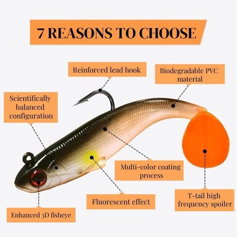 5PCS Innovative Sinking Bionic Lure - Single Hook T-Tail Design with Weighted Core for Maximum Action in Saudi Arabia