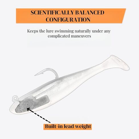 5PCS Innovative Sinking Bionic Lure - Single Hook T-Tail Design with Weighted Core for Maximum Action in Saudi Arabia