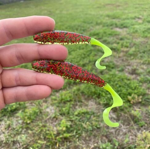 A.M. Fishing Curly Tail Jerkshad 5.5 Inch Soft Baits Garlic Infused,– 6 Pack – Saltwater & Freshwater Fishing Lures for Bass, Redfish, Snook, and Trout in Saudi Arabia