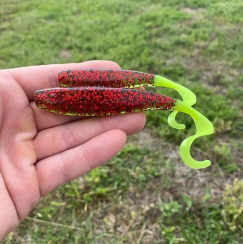 A.M. Fishing Curly Tail Jerkshad 5.5 Inch Soft Baits Garlic Infused,– 6 Pack – Saltwater & Freshwater Fishing Lures for Bass, Redfish, Snook, and Trout in Saudi Arabia