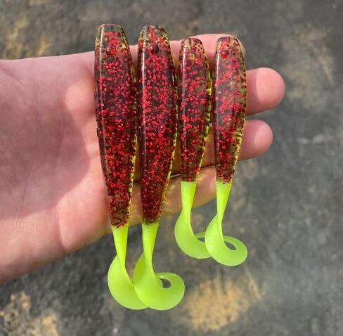 A.M. Fishing Curly Tail Jerkshad 5.5 Inch Soft Baits Garlic Infused,– 6 Pack – Saltwater & Freshwater Fishing Lures for Bass, Redfish, Snook, and Trout in Saudi Arabia