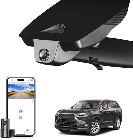 كاميرا داش أمامية 4K وخلفية 1080P مناسبة خصيصًا لسيارة Toyota Grand Highlander & Hybrid 2024 2025 2026، XLE Limited Platinum، مظهر OEM متكامل، فيديو UHD 2160P، تطبيق وواي فاي، سهل التركيب، GPS، بطاقة 128 جيجابايت in Kuwait