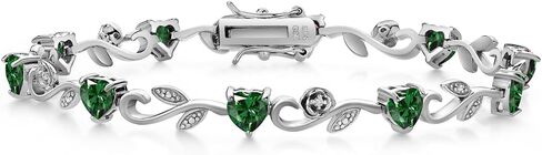 سوار تنس من الفضة الإسترلينية عيار 925 من Gem Stone King على شكل قلب وعقيق رودوليت أحمر وأبيض من الألماس اليوناني على شكل زهرة الكرمة اليونانية للنساء (5.54 قيراط، 7.5 بوصة) in Kuwait