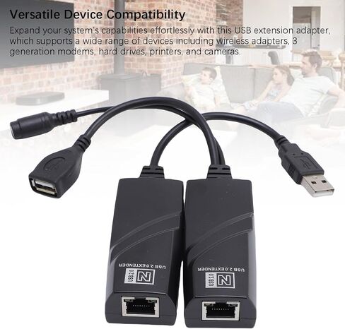 Zopsc USB Extender Over Ethernet 100m, USB 2.0 to Network Extender Adapter Kit, for CAT5 CAT5E CAT6 Cable for Printer, Camera, Hard Drive. (US Plug) in Saudi Arabia