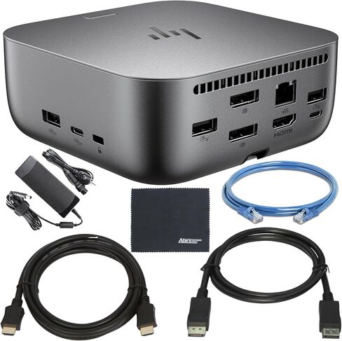HP Thunderbolt 4 100W G6 Dock (9X472UT#ABA) + ZoomSpeed 6-ft DisplayPort Cable + ZoomSpeed 6-ft HDMI Cable + ZoomSpeed 6-ft Ethernet Cable + AOM Microfiber Cleaning Cloth in Saudi Arabia