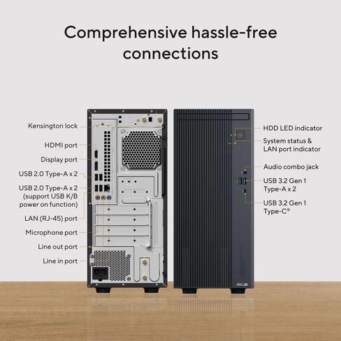 ASUS V500 Home & Business Desktop Computer Intel Core i7 (24 MB Cache, Up to 4.9GHz), 64GB RAM, 2TB PCIe SSD, Display Port, WiFi 6, HDMI, Keyboard & Mouse, 2-Monitor Support 4K, Windows 11 in Saudi Arabia