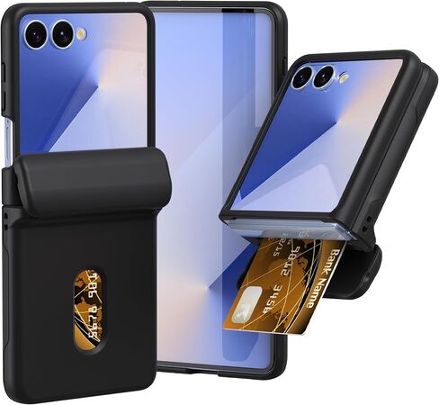 for Samsung Galaxy Z Flip 7 Case with Wallet, Card Slot Holder Hinge Protection Full Body Shockproof Case Phone Cover 5G 2025 (Dark Blue) in Saudi Arabia