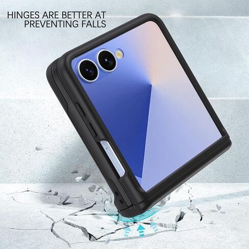 for Samsung Galaxy Z Flip 7 Case with Wallet, Card Slot Holder Hinge Protection Full Body Shockproof Case Phone Cover 5G 2025 (Dark Blue) in Saudi Arabia