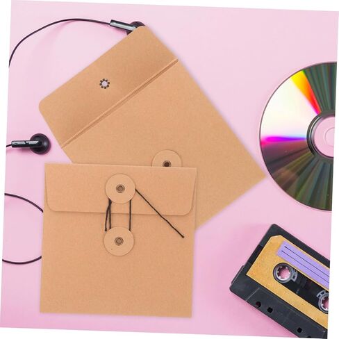Homoyoyo 10pcs Kraft Paper CD DVD Envelopes Storage Cases Vintage Style Sturdy Brown Paper Sleeves for Media Organization and Office Use in Saudi Arabia