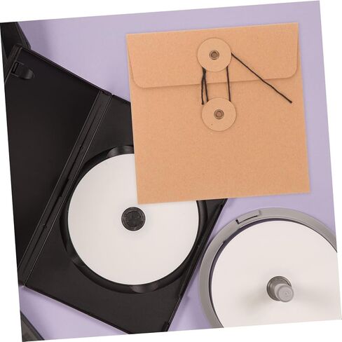Homoyoyo 10pcs Kraft Paper CD DVD Envelopes Storage Cases Vintage Style Sturdy Brown Paper Sleeves for Media Organization and Office Use in Saudi Arabia