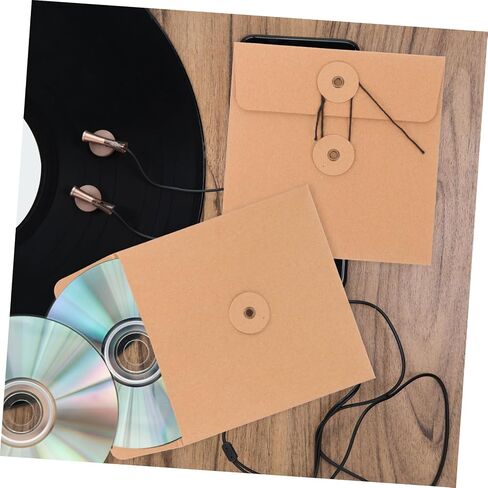 Homoyoyo 10pcs Kraft Paper CD DVD Envelopes Storage Cases Vintage Style Sturdy Brown Paper Sleeves for Media Organization and Office Use in Saudi Arabia