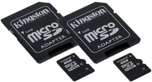 بطاقة ذاكرة الهاتف الخليوي Motorola Droid X MB810 2 × 8 جيجابايت بطاقة ذاكرة microSDHC مع محول SD (عبوتان) in Kuwait