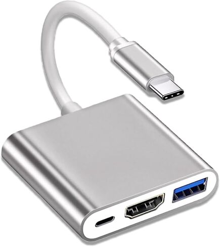 3 في 1 USB-C إلى HDMI Hubs 4K Ultra HD، نقل بيانات عالي السرعة 5.0 جيجابت في الثانية، شحن PD 100 وات | متوافق مع لوحات مفاتيح USB، والفئران، والتليفزيون، وجهاز العرض، والشاشة، والأقراص الصلبة، والكمبيوتر المحمول، والهاتف | فضي in Kuwait