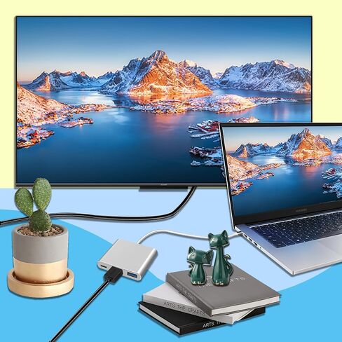 3 في 1 USB-C إلى HDMI Hubs 4K Ultra HD، نقل بيانات عالي السرعة 5.0 جيجابت في الثانية، شحن PD 100 وات | متوافق مع لوحات مفاتيح USB، والفئران، والتليفزيون، وجهاز العرض، والشاشة، والأقراص الصلبة، والكمبيوتر المحمول، والهاتف | فضي in Kuwait