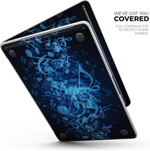 مجموعة أدوات تصميم Skinz Glowing Blue Music Notes لكامل الجسم مقاومة للخدش ومتوافقة مع MacBook 13" Pro w/TB (A2159) in Saudi Arabia