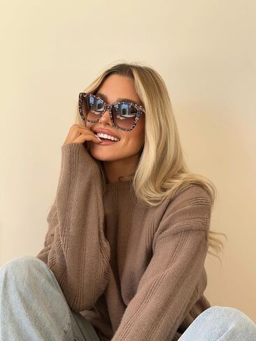 DIFF Eyewear Becky II Designer Cat Eye Sunglasses for Women 100% UVA/UVB, Tortoise in Kuwait