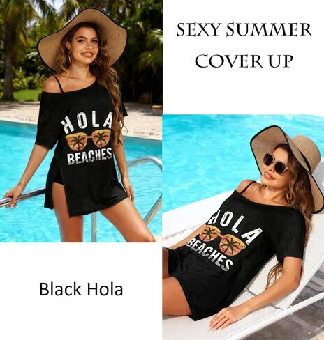 Ekouaer Women's Swimsuit Beach Cover Up Short Sleeve Cover Ups for Swimwear Bathing Suit Coverups S-XXXL in Kuwait