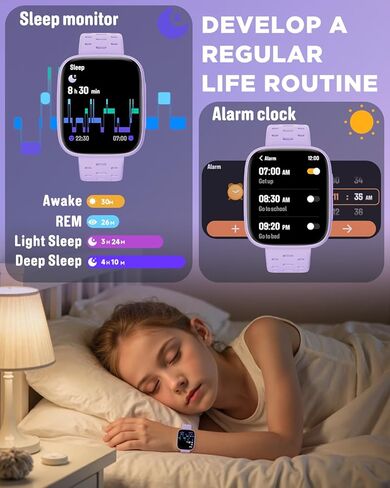 BIGGERFIVE Kids Watch No Phone Needed, 1.8" Amoled Smart Fitness Watch Pedometer, Heart Rate, Sleep Tracker, 30m Waterproof, Step Counter, Puzzle Games, 100+ Dials, Gifts for Boys Girls 5-16, Blue in Kuwait