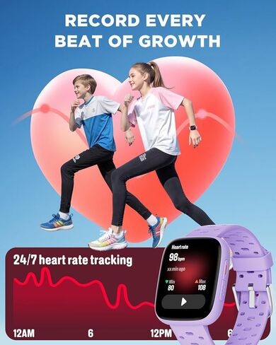 BIGGERFIVE Kids Watch No Phone Needed, 1.8" Amoled Smart Fitness Watch Pedometer, Heart Rate, Sleep Tracker, 30m Waterproof, Step Counter, Puzzle Games, 100+ Dials, Gifts for Boys Girls 5-16, Blue in Kuwait