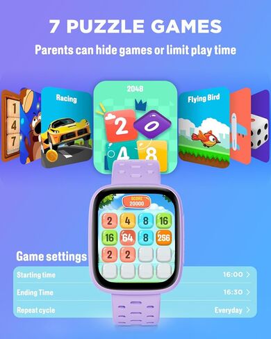 BIGGERFIVE Kids Watch No Phone Needed, 1.8" Amoled Smart Fitness Watch Pedometer, Heart Rate, Sleep Tracker, 30m Waterproof, Step Counter, Puzzle Games, 100+ Dials, Gifts for Boys Girls 5-16, Blue in Kuwait