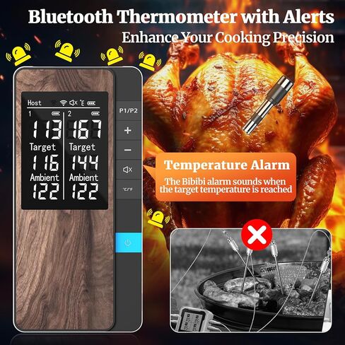 Wireless Meat Thermometer-Multi Sensors Digital Food Thermometer with Ultra-Thin Probes - Accuracy Bluetooth Meat Thermometer for BBQ, Grill, Smoker (2 Probes) in Saudi Arabia