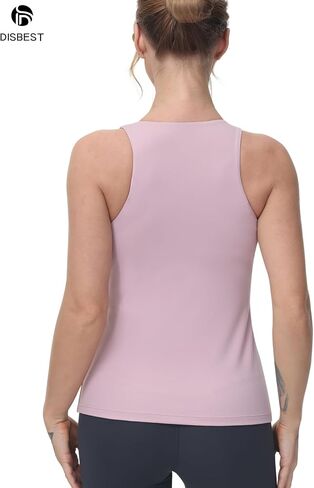 High Neck Workout Tank Tops Sports Bras for Women Full Coverage Tank with Built-in Shelf Bras Racerback Yoga Gym Shirt in Kuwait