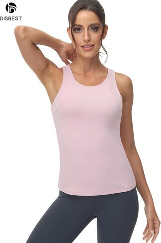 High Neck Workout Tank Tops Sports Bras for Women Full Coverage Tank with Built-in Shelf Bras Racerback Yoga Gym Shirt in Kuwait