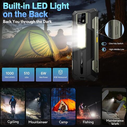 Ulefone Armor 24 هاتف قوي ببطارية 22000 مللي أمبير في الساعة، ضوء تخييم، ذاكرة وصول عشوائي 24 جيجابايت + ذاكرة وصول عشوائي 256 جيجابايت، شاشة 6.78 بوصة FHD + 120 هرتز، كاميرا رئيسية 64 ميجابكسل + كاميرا رؤية ليلية 64 ميجابكسل، هاتف ذكي Android 14 متين NFC in Saudi Arabia