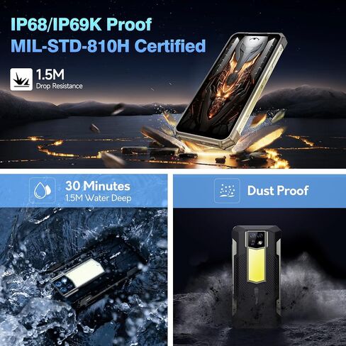 Ulefone Armor 24 هاتف قوي ببطارية 22000 مللي أمبير في الساعة، ضوء تخييم، ذاكرة وصول عشوائي 24 جيجابايت + ذاكرة وصول عشوائي 256 جيجابايت، شاشة 6.78 بوصة FHD + 120 هرتز، كاميرا رئيسية 64 ميجابكسل + كاميرا رؤية ليلية 64 ميجابكسل، هاتف ذكي Android 14 متين NFC in Saudi Arabia