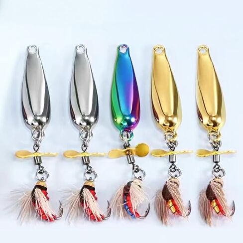 5PCS Spinners-Spinnerbaits Lures-Swimming or Jigging Fishing Spinners with Two-Way Spinning Spoons System-Outdoor Fishing Enthusiast, Colorful in Saudi Arabia