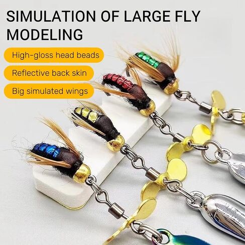 5PCS Spinners-Spinnerbaits Lures-Swimming or Jigging Fishing Spinners with Two-Way Spinning Spoons System-Outdoor Fishing Enthusiast, Colorful in Saudi Arabia