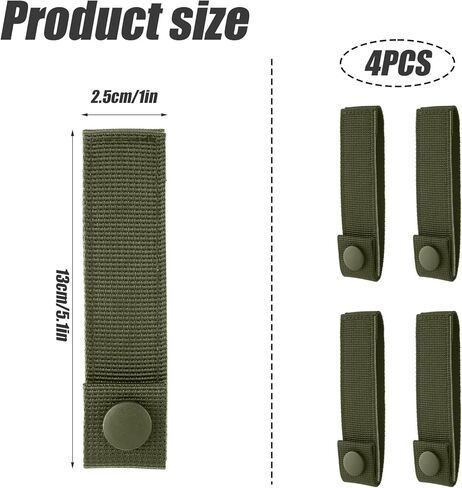 4pcs MOLLE Snap Straps, MOLLE Attachment Straps for Backpack MOLLE Straps Polyester Reusable MOLLE Webbing Straps Backpack Strap Attachment Connectors for MOLLE (Dark Green) in Saudi Arabia