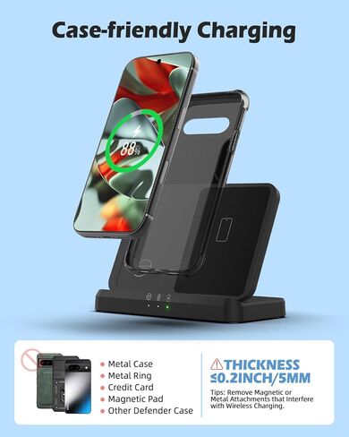 Wireless Charger for Google - Foldable 3 in 1 Wireless Charging Station Compatible with Google Pixel Watch 3/2, for Pixel 9 Pro XL/9/Fold/8/7/7A/6 Pro, Pixel Buds Pro/2 (Not for Pixel Watch 1) in Saudi Arabia