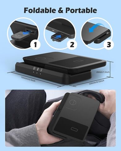 Wireless Charger for Google - Foldable 3 in 1 Wireless Charging Station Compatible with Google Pixel Watch 3/2, for Pixel 9 Pro XL/9/Fold/8/7/7A/6 Pro, Pixel Buds Pro/2 (Not for Pixel Watch 1) in Saudi Arabia