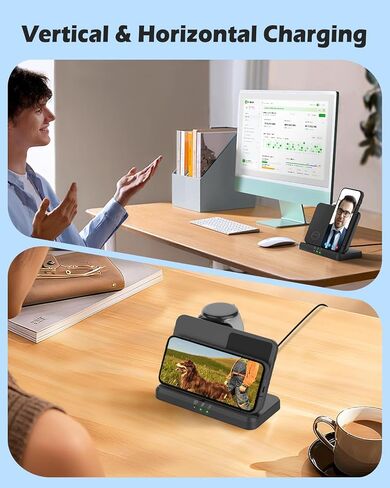 Wireless Charger for Google - Foldable 3 in 1 Wireless Charging Station Compatible with Google Pixel Watch 3/2, for Pixel 9 Pro XL/9/Fold/8/7/7A/6 Pro, Pixel Buds Pro/2 (Not for Pixel Watch 1) in Saudi Arabia