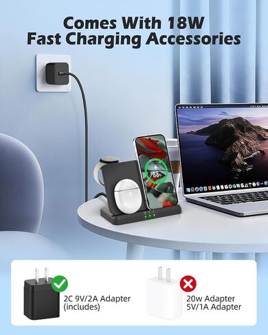 Wireless Charger for Google - Foldable 3 in 1 Wireless Charging Station Compatible with Google Pixel Watch 3/2, for Pixel 9 Pro XL/9/Fold/8/7/7A/6 Pro, Pixel Buds Pro/2 (Not for Pixel Watch 1) in Saudi Arabia