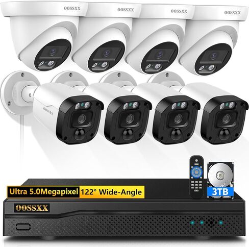 OOSSXX شاشة UHD مقاس 10 بوصات، نظام كاميرا أمان سلكي، دقة كاملة الوضوح 5 ميجابكسل، مراقبة فيديو منزلية خارجية، نظام أمان كاميرات CCTV، زاوية واسعة للغاية 122 درجة in Kuwait