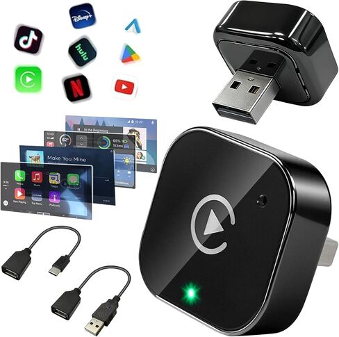 ZYAN Wireless CarPlay Adapter, Wired-to-Wireless CarPlay & Android Auto Converter, Mini USB Dongle with USB A & C Extension, Plug & Play, Fast Stable 5G Compatible with iPhone 6+ & Android 11+ in Saudi Arabia
