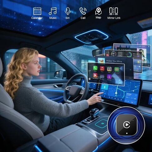 ZYAN Wireless CarPlay Adapter, Wired-to-Wireless CarPlay & Android Auto Converter, Mini USB Dongle with USB A & C Extension, Plug & Play, Fast Stable 5G Compatible with iPhone 6+ & Android 11+ in Saudi Arabia