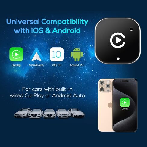 ZYAN Wireless CarPlay Adapter, Wired-to-Wireless CarPlay & Android Auto Converter, Mini USB Dongle with USB A & C Extension, Plug & Play, Fast Stable 5G Compatible with iPhone 6+ & Android 11+ in Saudi Arabia