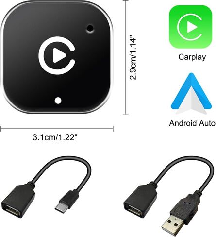 ZYAN Wireless CarPlay Adapter, Wired-to-Wireless CarPlay & Android Auto Converter, Mini USB Dongle with USB A & C Extension, Plug & Play, Fast Stable 5G Compatible with iPhone 6+ & Android 11+ in Saudi Arabia