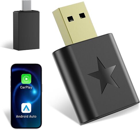 onffo Wireless CarPlay Adapter for iPhone and Android Auto, Convert Wired to Wireless Car Play Adapter for Apple iOS 10+/Android 10+ in Saudi Arabia