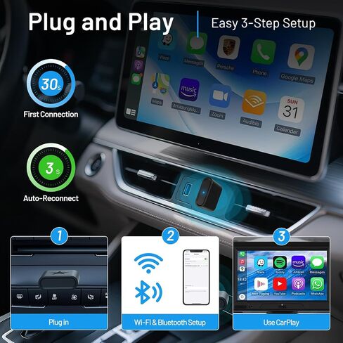 onffo Wireless CarPlay Adapter for iPhone and Android Auto, Convert Wired to Wireless Car Play Adapter for Apple iOS 10+/Android 10+ in Saudi Arabia