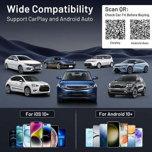 onffo Wireless CarPlay Adapter for iPhone and Android Auto, Convert Wired to Wireless Car Play Adapter for Apple iOS 10+/Android 10+ in Saudi Arabia