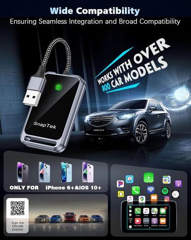 Wireless CarPlay Adapter for Apple iPhone, Convert Wired to Wireless CarPlay Dongle, Plug & Play, Stable Connection Compatible with Cars 2016+ & iOS 10+ (Auto-Reconnect, Gray) in Saudi Arabia