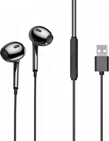 سماعة رأس USB مع ميكروفون للكمبيوتر المحمول، سماعات أذن USB مع التحكم في مستوى الصوت وصوت جهير ستيريو للكمبيوتر المكتبي Dell HP Acer اجتماعات الكمبيوتر المحمول/الموسيقى، المدرسة، أسود 8.2 قدم (2.5 متر) in Kuwait