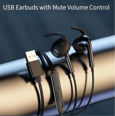 سماعة رأس USB مع ميكروفون للكمبيوتر المحمول، سماعات أذن USB مع التحكم في مستوى الصوت وصوت جهير ستيريو للكمبيوتر المكتبي Dell HP Acer اجتماعات الكمبيوتر المحمول/الموسيقى، المدرسة، أسود 8.2 قدم (2.5 متر) in Kuwait