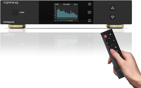 Topping Centaurus Full Balanced R2R DAC - USB/Bluetooth/Optic/Coaxial/AES/IIS إلى RCA/XLR محول صوت تناظري رقمي، DSD512 PCM768k هرتز يدعم Preamp لفك ترميز سطح المكتب 12V Trigger/PEQ (أسود) in Kuwait