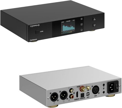 Topping Centaurus Full Balanced R2R DAC - USB/Bluetooth/Optic/Coaxial/AES/IIS إلى RCA/XLR محول صوت تناظري رقمي، DSD512 PCM768k هرتز يدعم Preamp لفك ترميز سطح المكتب 12V Trigger/PEQ (أسود) in Kuwait