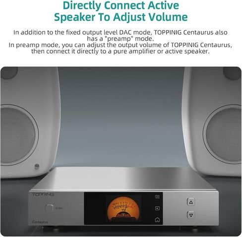 Topping Centaurus Full Balanced R2R DAC - USB/Bluetooth/Optic/Coaxial/AES/IIS إلى RCA/XLR محول صوت تناظري رقمي، DSD512 PCM768k هرتز يدعم Preamp لفك ترميز سطح المكتب 12V Trigger/PEQ (أسود) in Kuwait